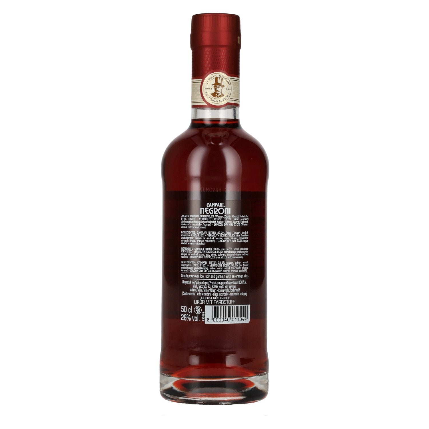 Campari NEGRONI Ricetta Originale Klassieke Cocktail 26% Vol. 0,5l