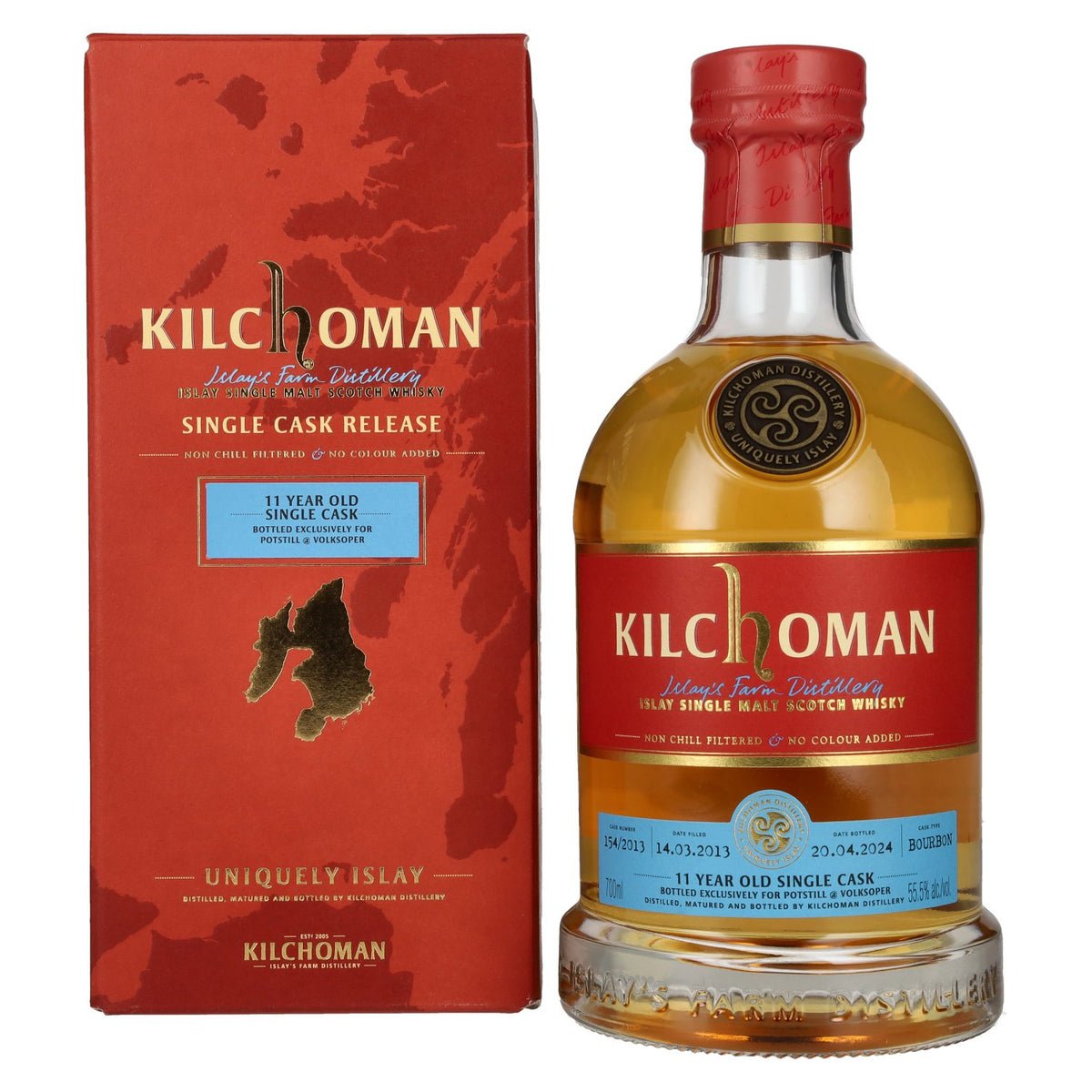 Kilchoman 11 ans d'âge, Islay, Single Cask, édition 2024, 55,5 % vol., 0,7 l, dans un coffret cadeau