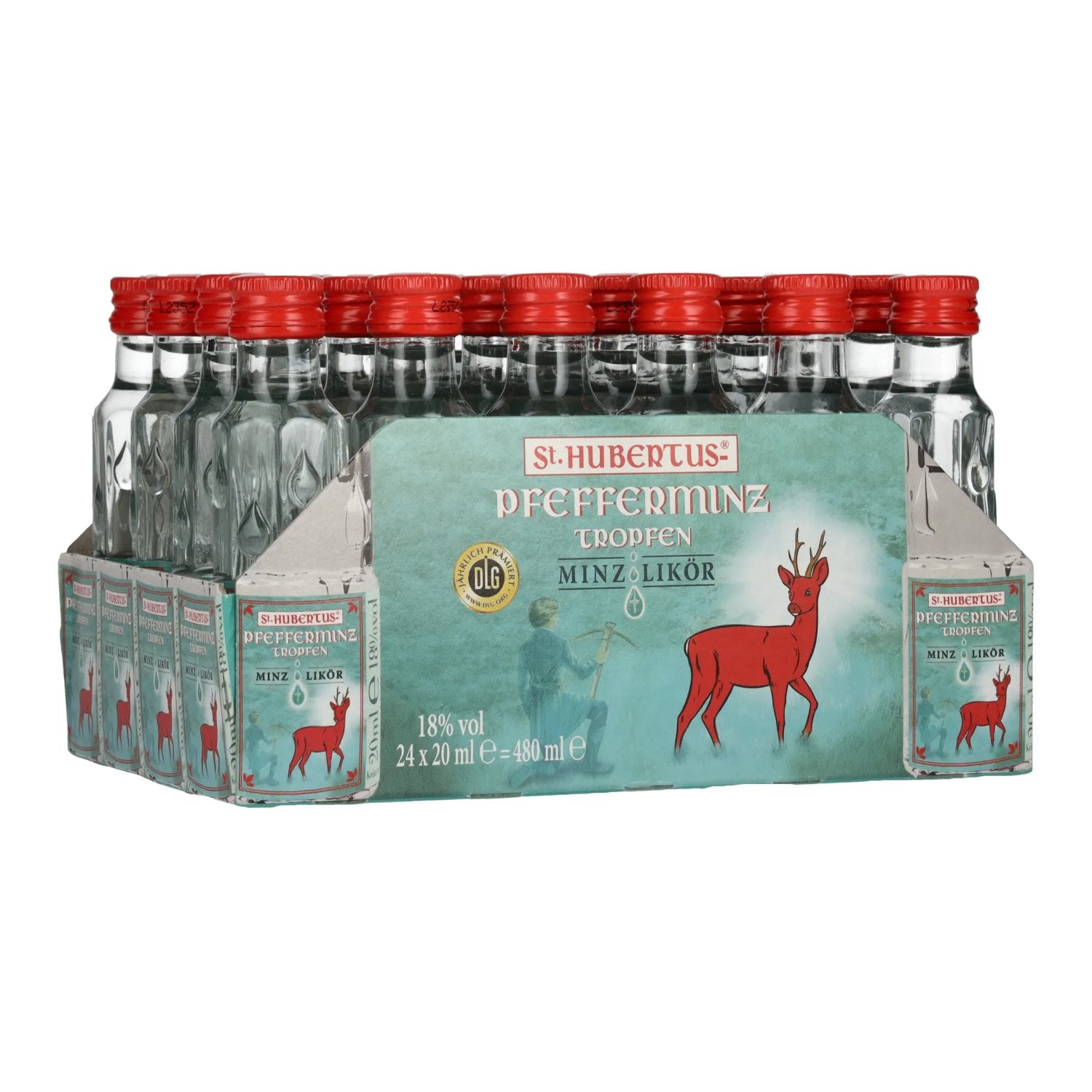 St. Hubertus PFEFFERMINZ Drops Mint Liqueur 18% Vol. 24x0,02l