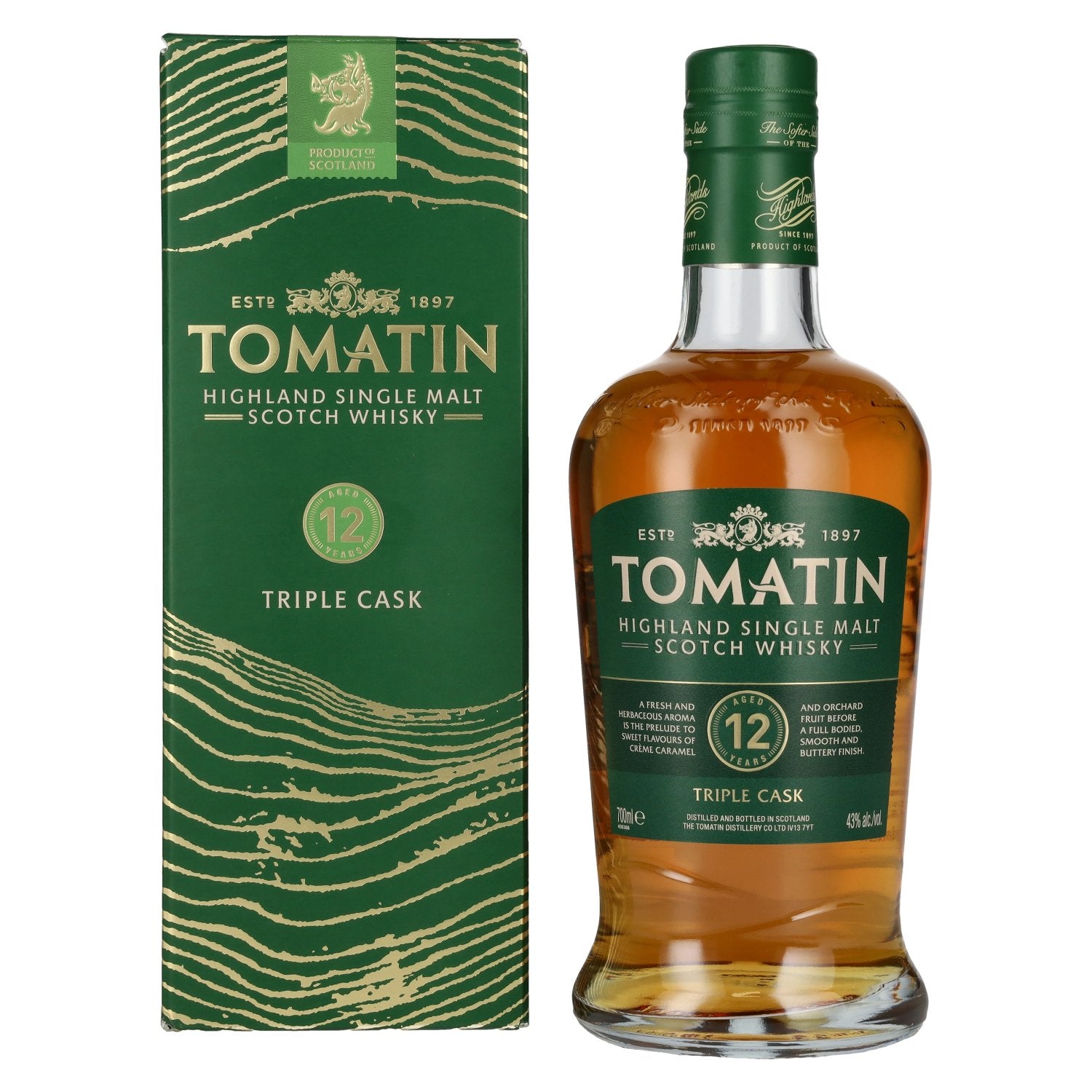 Tomatin 12 Years Old BOURBON &amp; SHERRY CASKS 43% Vol. 0,7l in gift box