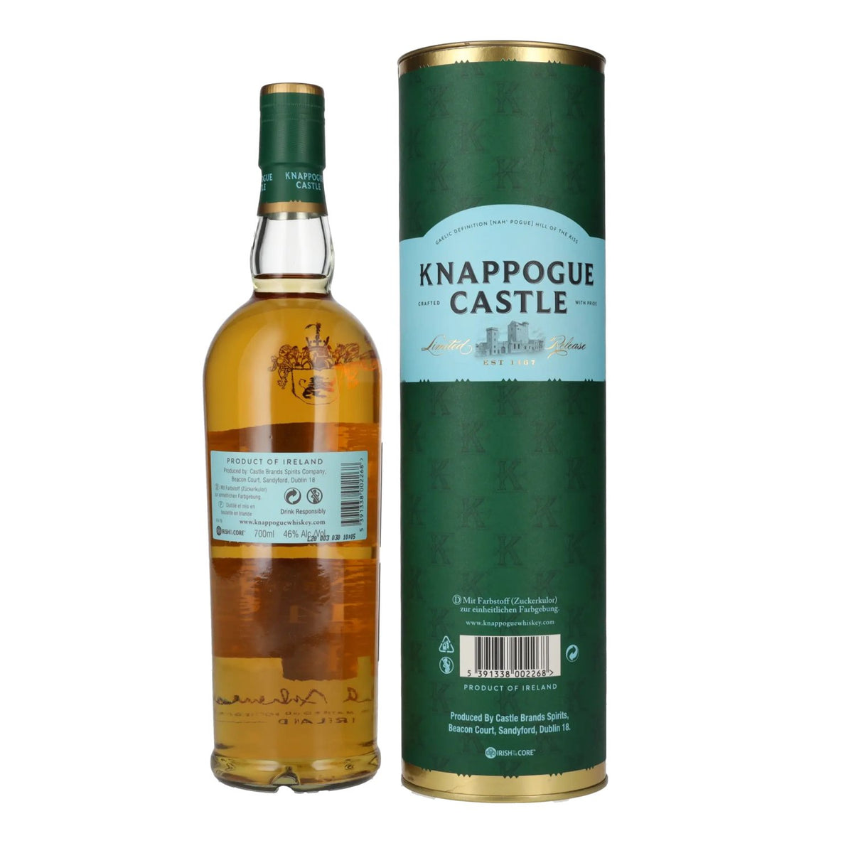 Knappogue Castle Whiskey 14 ans d'âge TWIN WOOD, 46 % vol., 0,7 l, dans un coffret cadeau