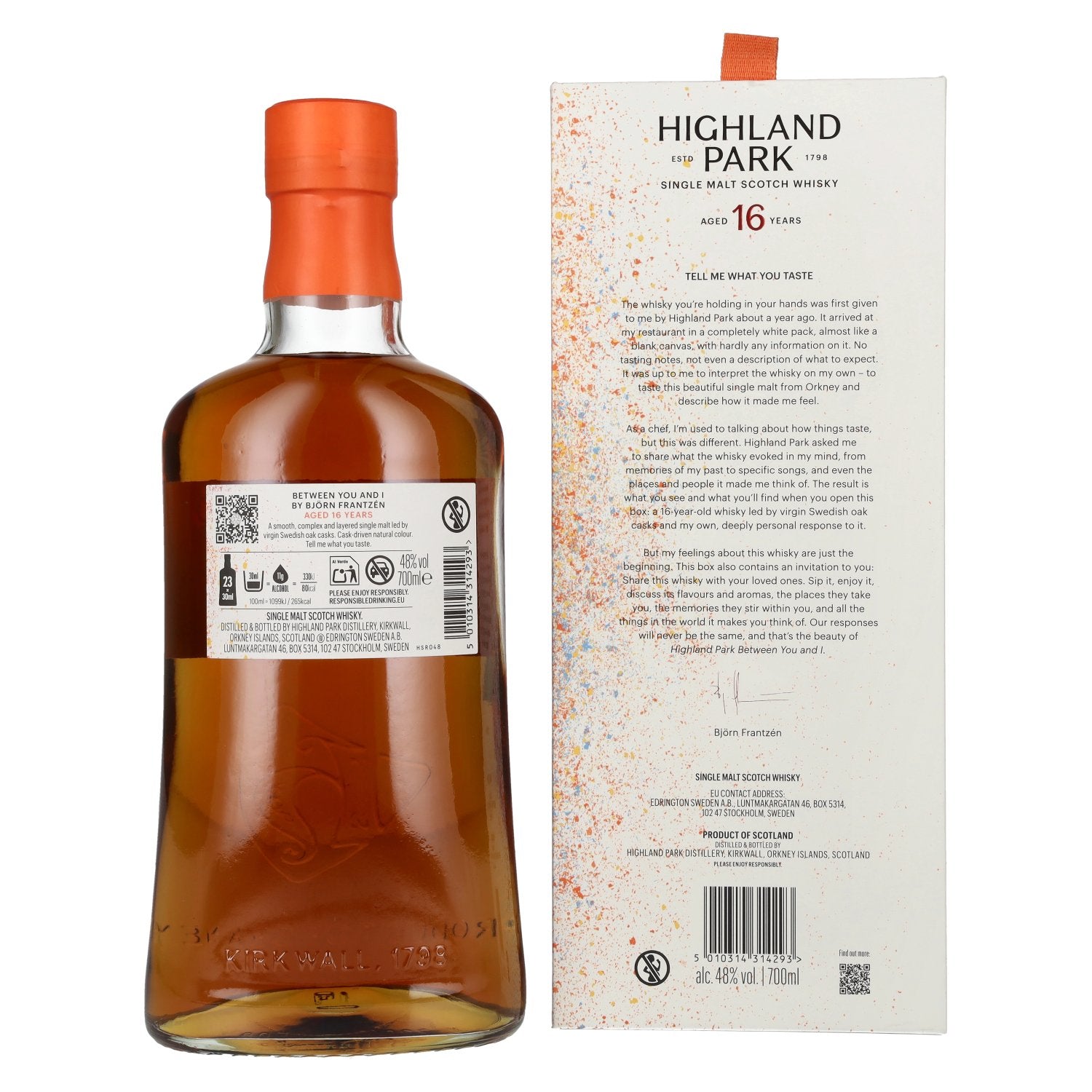 Highland Park 16 Years Old BETWEEN YOU AND I by Björn Frantzen Single Malt Scotch Whisky 48% Vol. 0,7l in geschenkverpakking