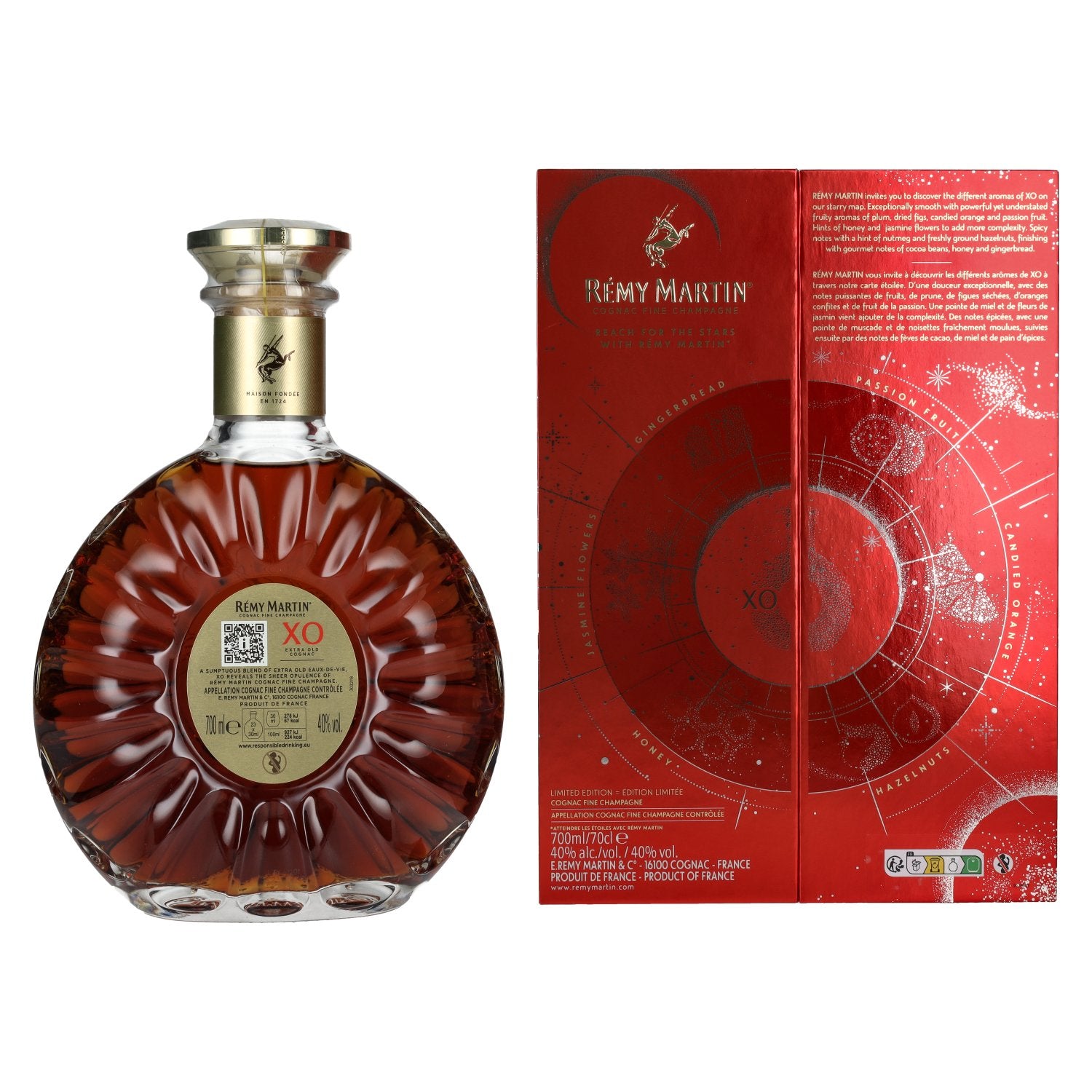 Rémy Martin XO Cognac Fine Champagne Einde van het Jaar Limited Edition 40% Vol. 0,7l in geschenkverpakking
