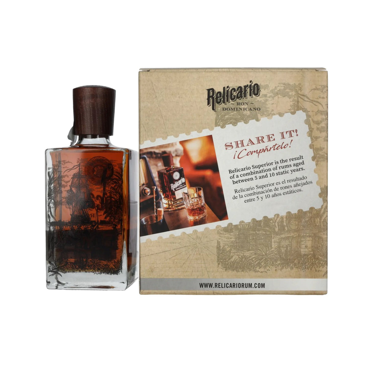 Relicario Ron Dominicano Superior 40% ABV, 0.7 litres, in a gift box with 2 glasses