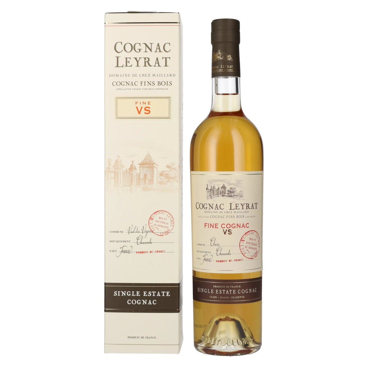 Cognac Leyrat VS Fine Single Estate Cognac 40% vol. 0,7 l in geschenkverpakking