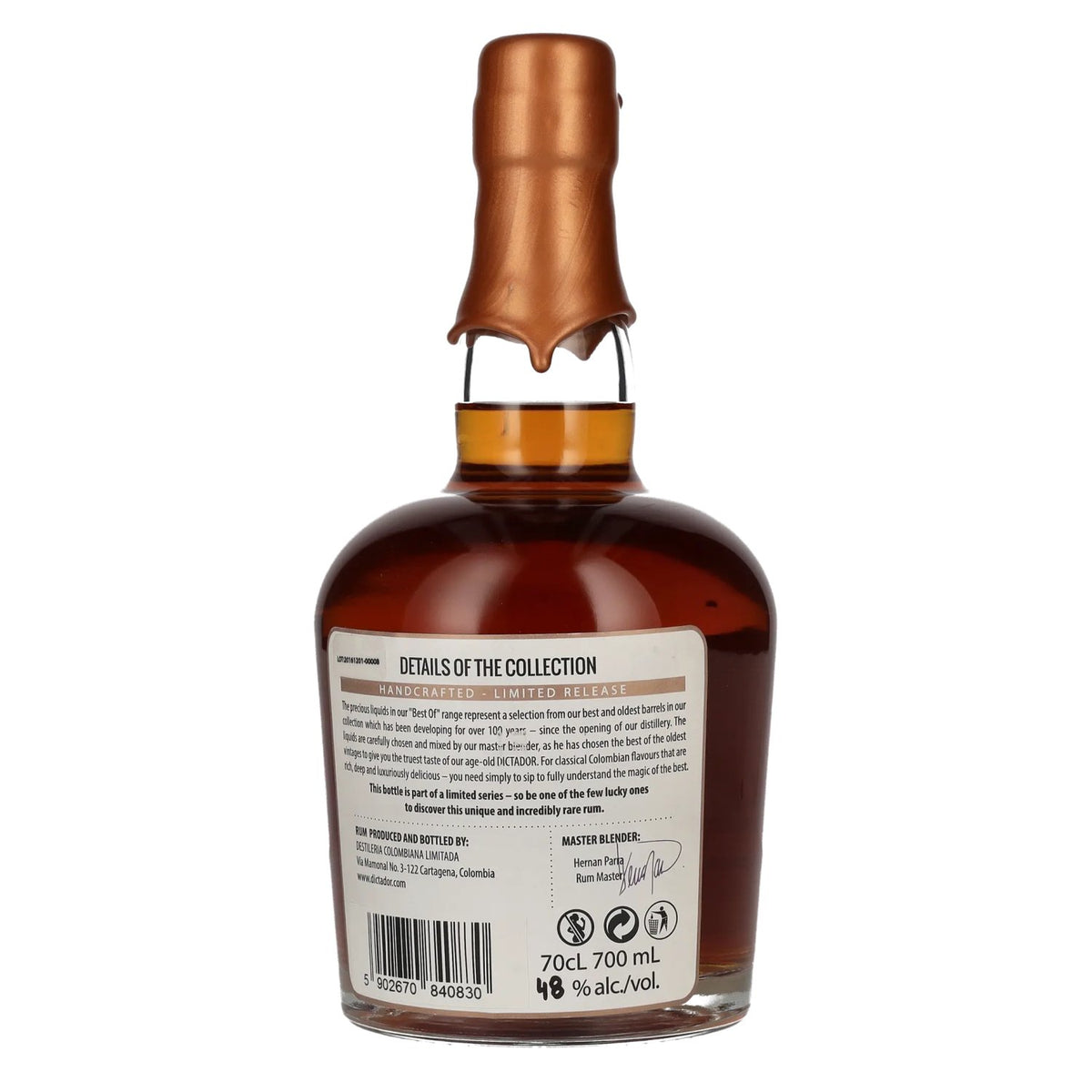 Dictador BEST OF 1977 ALTISIMO Colombian Rum 40YO/010217/EX-P234 48% vol. 0.7 l