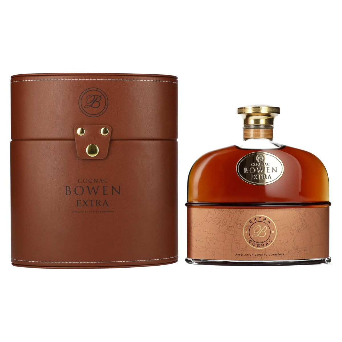 Bowen Cognac Extra 40% vol. 0,7 l in een geschenkverpakking met leerlook
