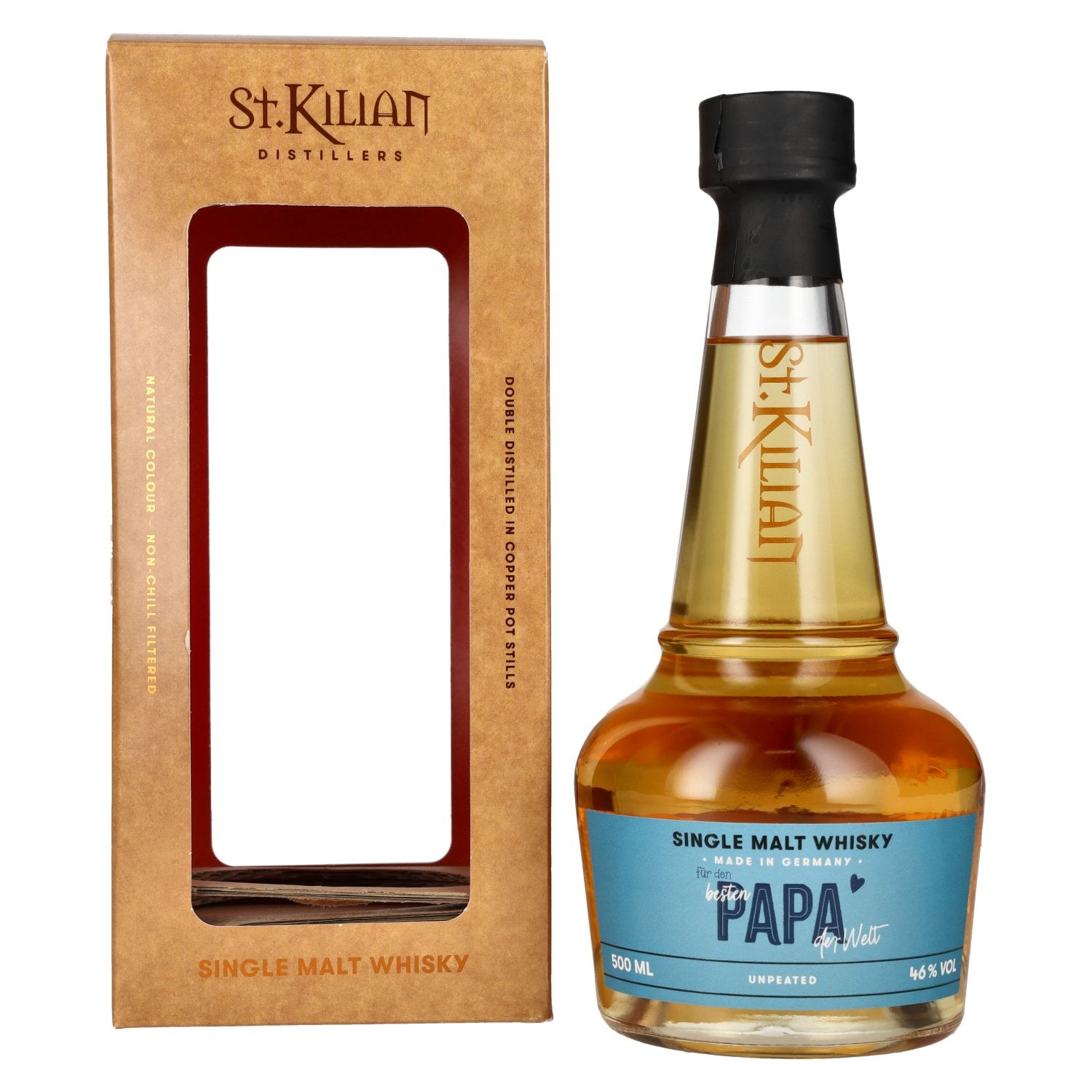 St. Kilian Unpeated Single Malt Whisky pour le meilleur PAPA du monde 46% vol. 0,5l en coffret cadeau
