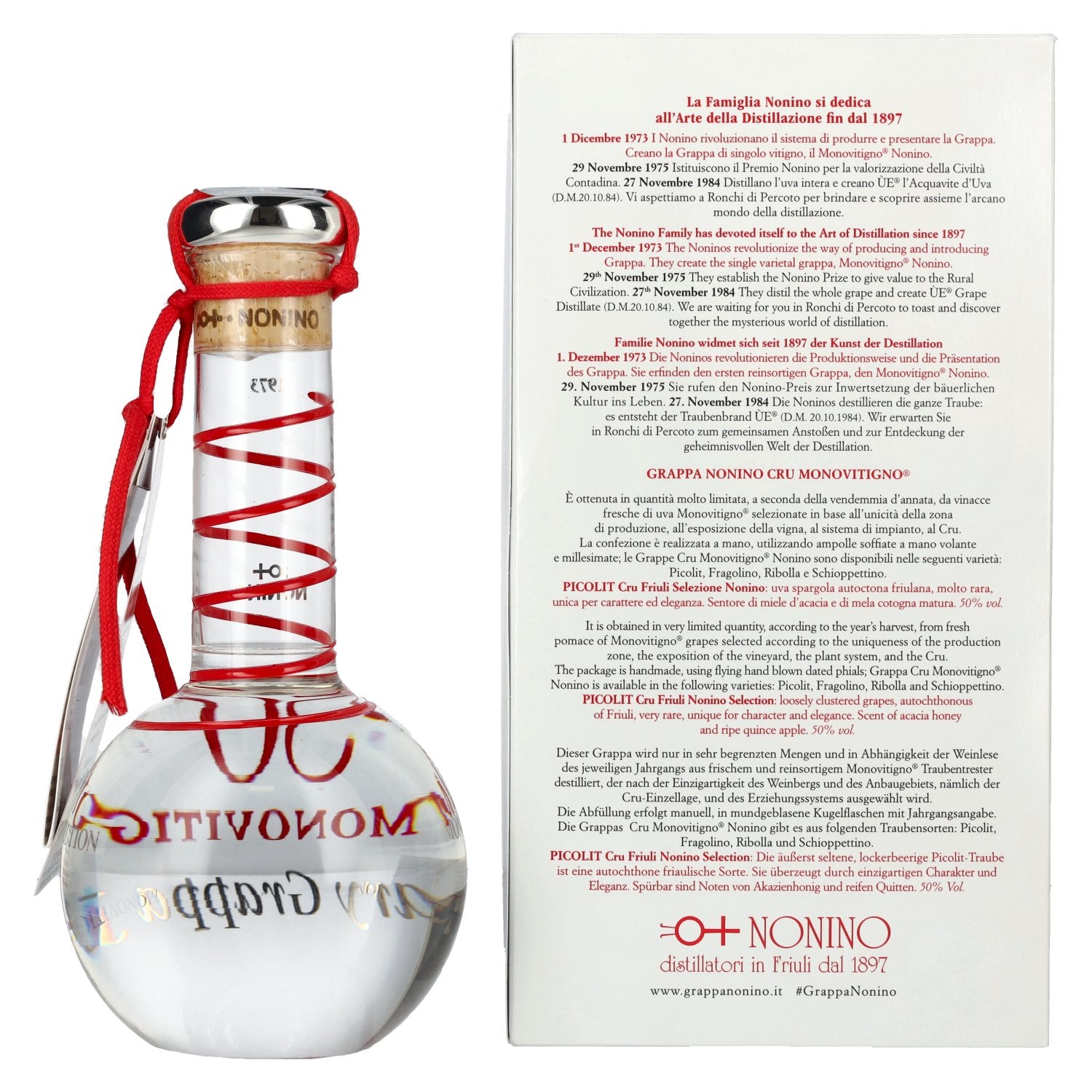 Nonino Grappa The Legendary Cru Monovitigno Picolit 50% Vol. 0,5l in Geschenkbox