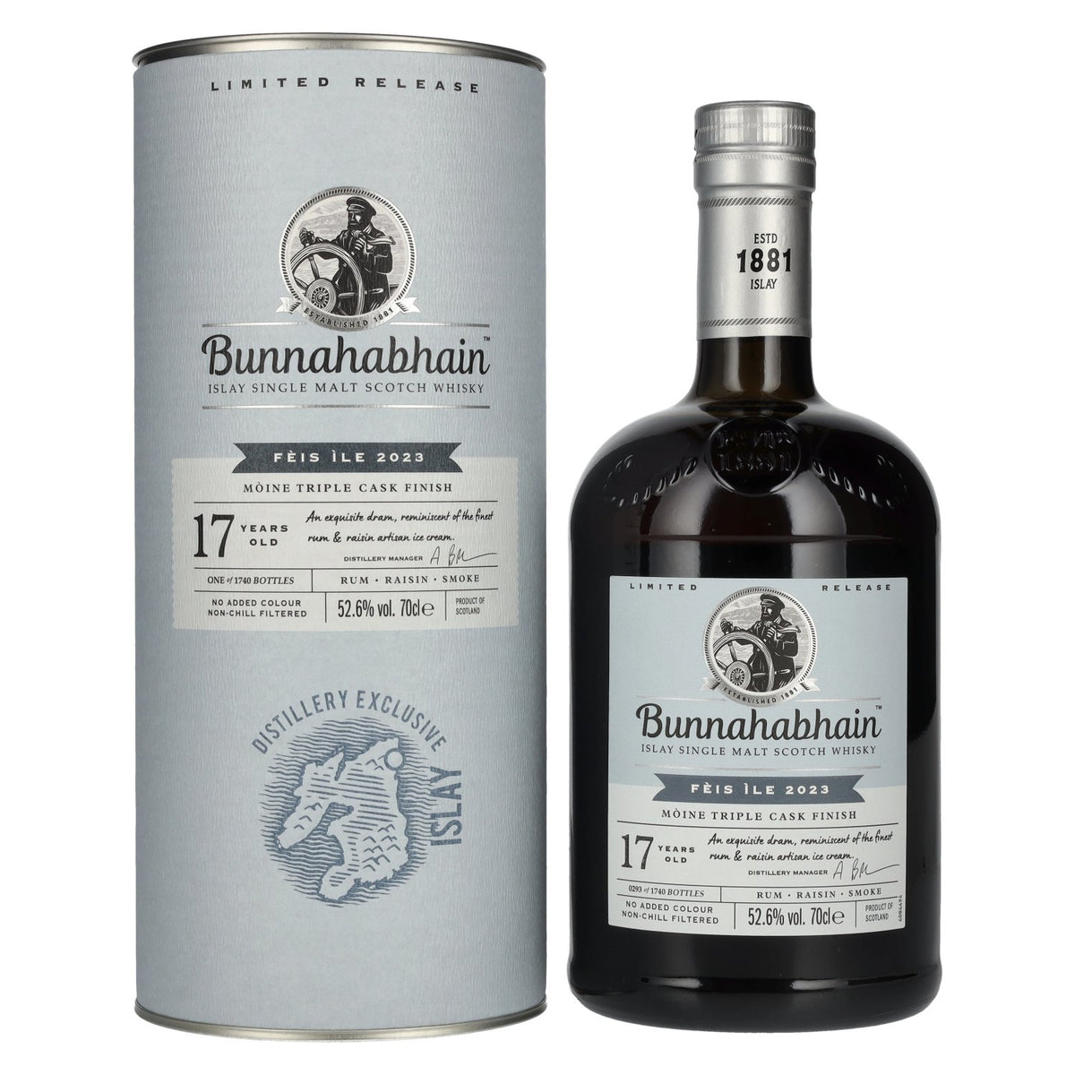 Bunnahabhain 17 ans d'âge MÒINE TRIPLE CASK Édition limitée Fèis Ìle 2023 52,6 % vol. 0,7 l dans un coffret cadeau