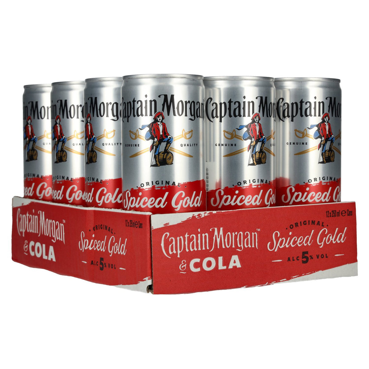 Captain Morgan Original Spiced Gold &amp; Cola 5 % vol., lot de 12 canettes de 0,25 l, consigne