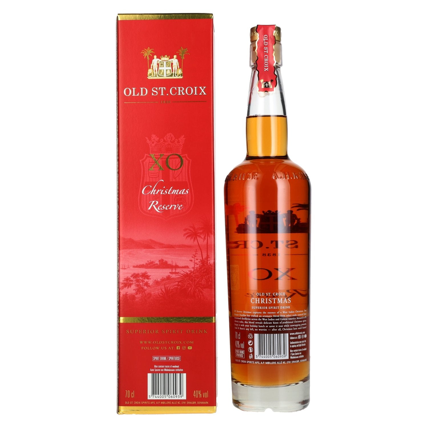 Old St. Croix A.H. Riise X.O. Reserve Christmas Superior Spirit Drink 40% Vol. 0,7l in gift box