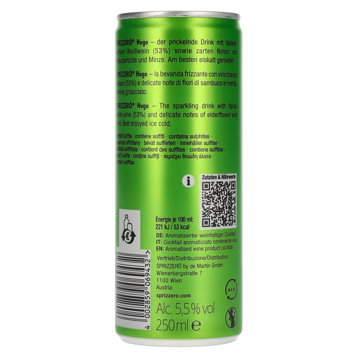 Sprizzerò Sprizz Hugo 5,5% vol. 12 blikjes van 0,25 l, statiegeld
