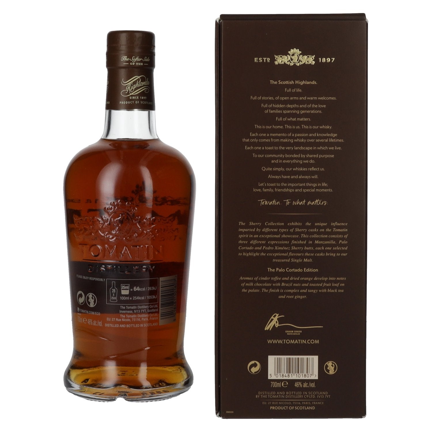 Tomatin 15 Years Old SHERRY COLLECTION Palo Cortado Sherry Butts Limited Edition 2008 46% Vol. 0,7l en boîte cadeau