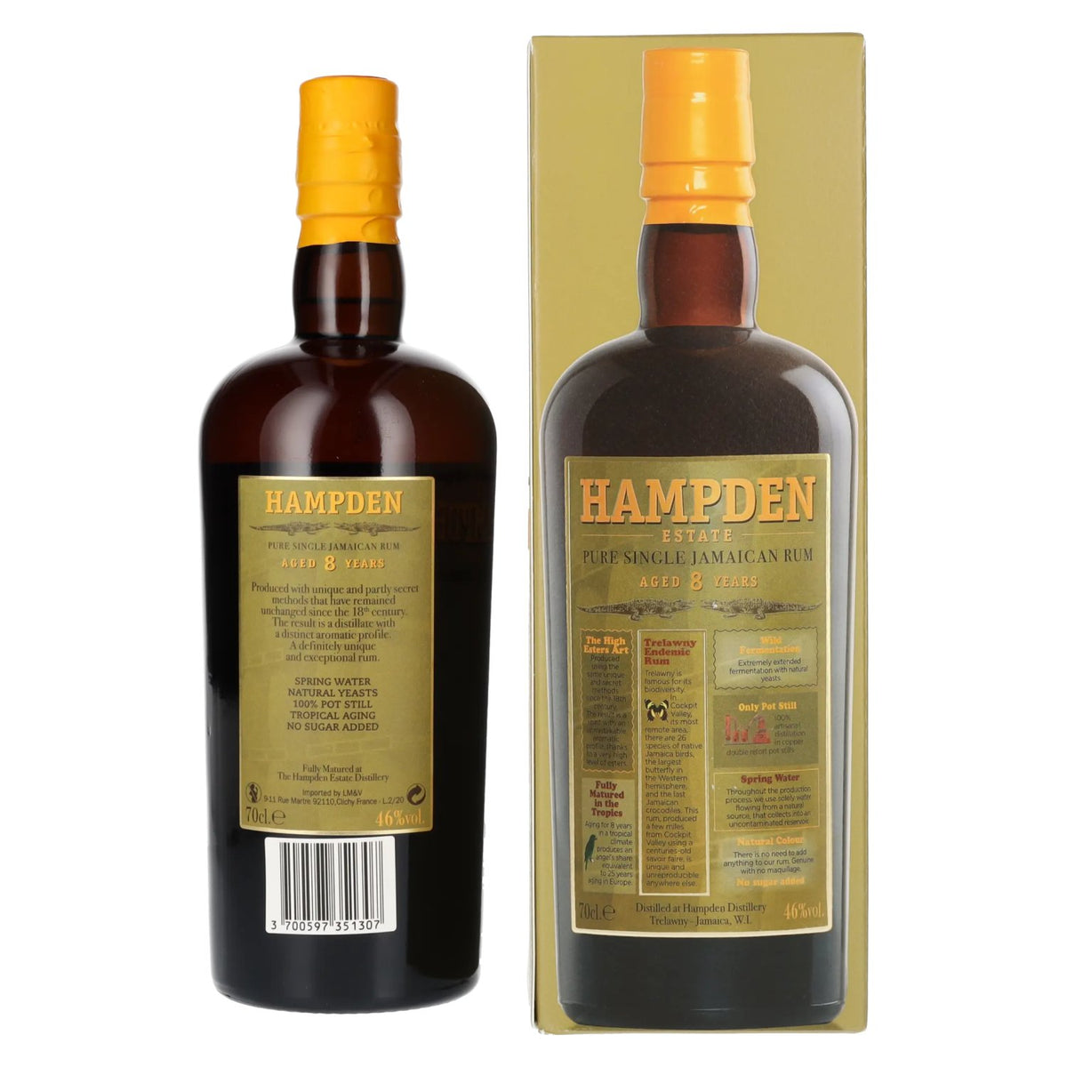 Hampden Estate Rum 8 Years Old Pure Single Jamaican Rum 46% vol. 0,7 l in geschenkverpakking