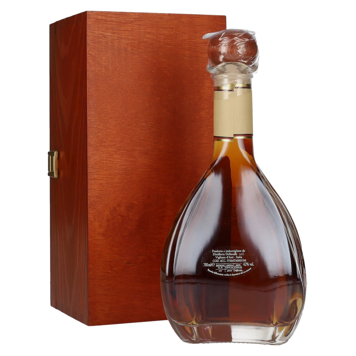 Dellavalle Grappa aged in barriques from PICOLIT 2007, 42% ABV, 0.7l, in a wooden box