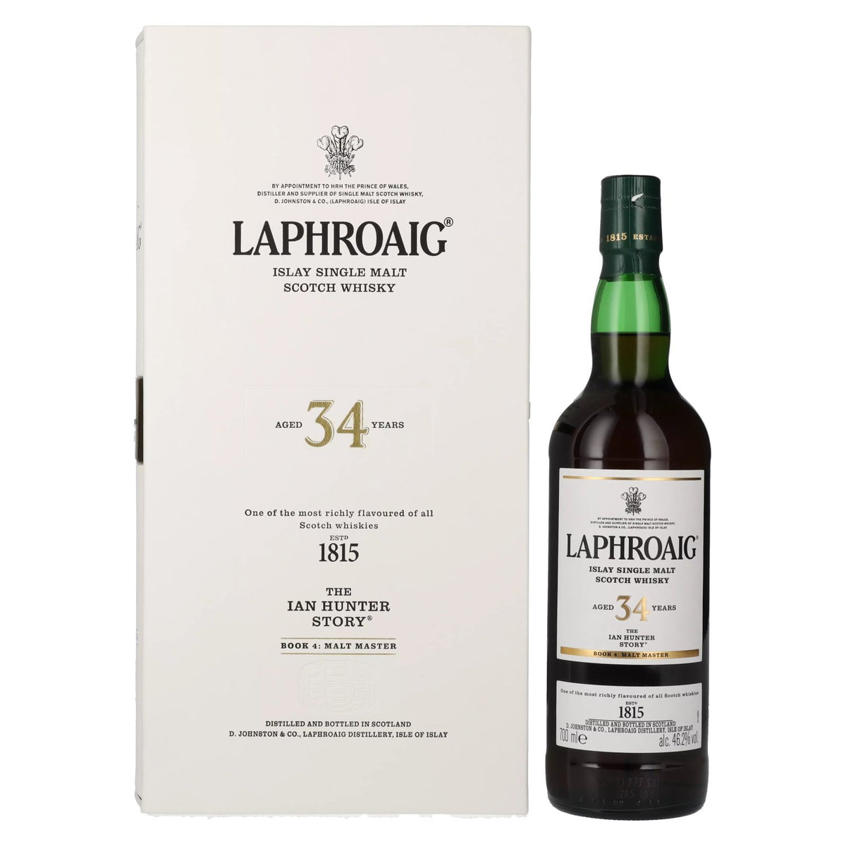 Laphroaig 34 ans d'âge « The Ian Hunter Story », tome 4 : « Malt Master », 46,2 % vol., 0,7 l, dans un coffret cadeau
