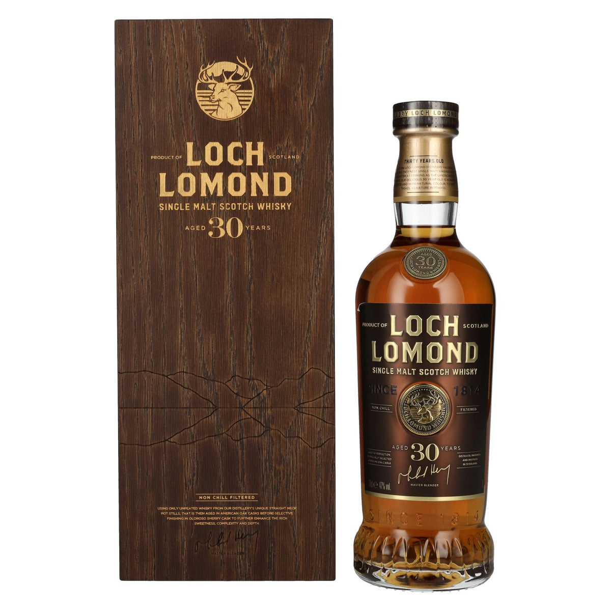 Loch Lomond 30 Years Old Single Malt Scotch Whisky, 47% ABV, 0.7 litres, in a wooden box