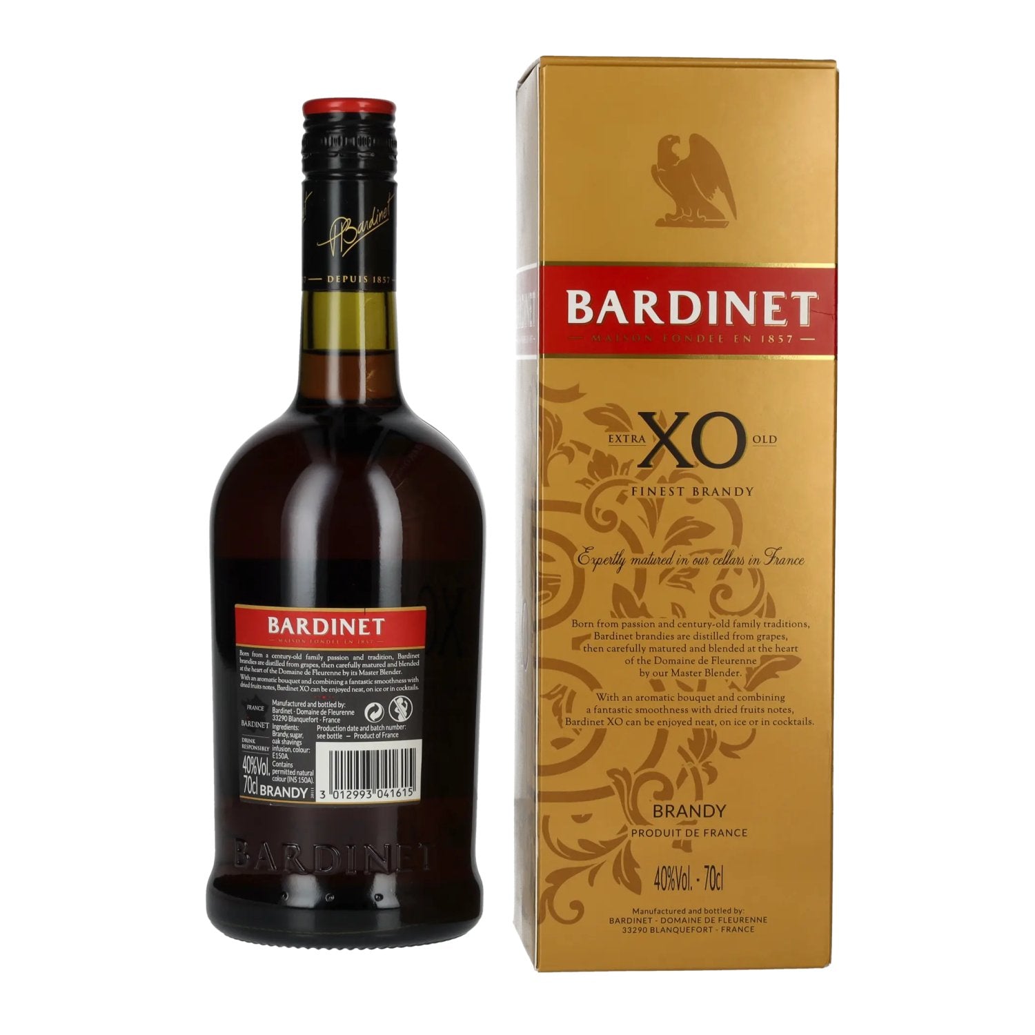 Bardinet XO Extra Old Finest Brandy 40% Vol. 0,7l en boîte cadeau