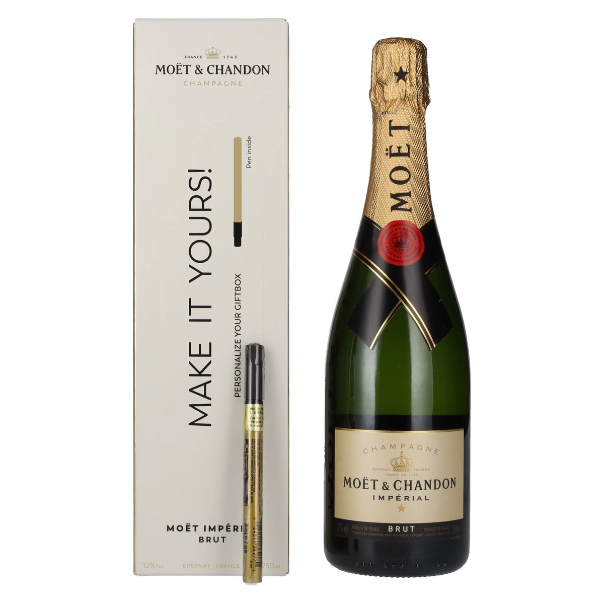 Moët &amp; Chandon Champagne IMPÉRIAL Brut 12% vol. 0,75 l in geschenkverpakking met gouden pen
