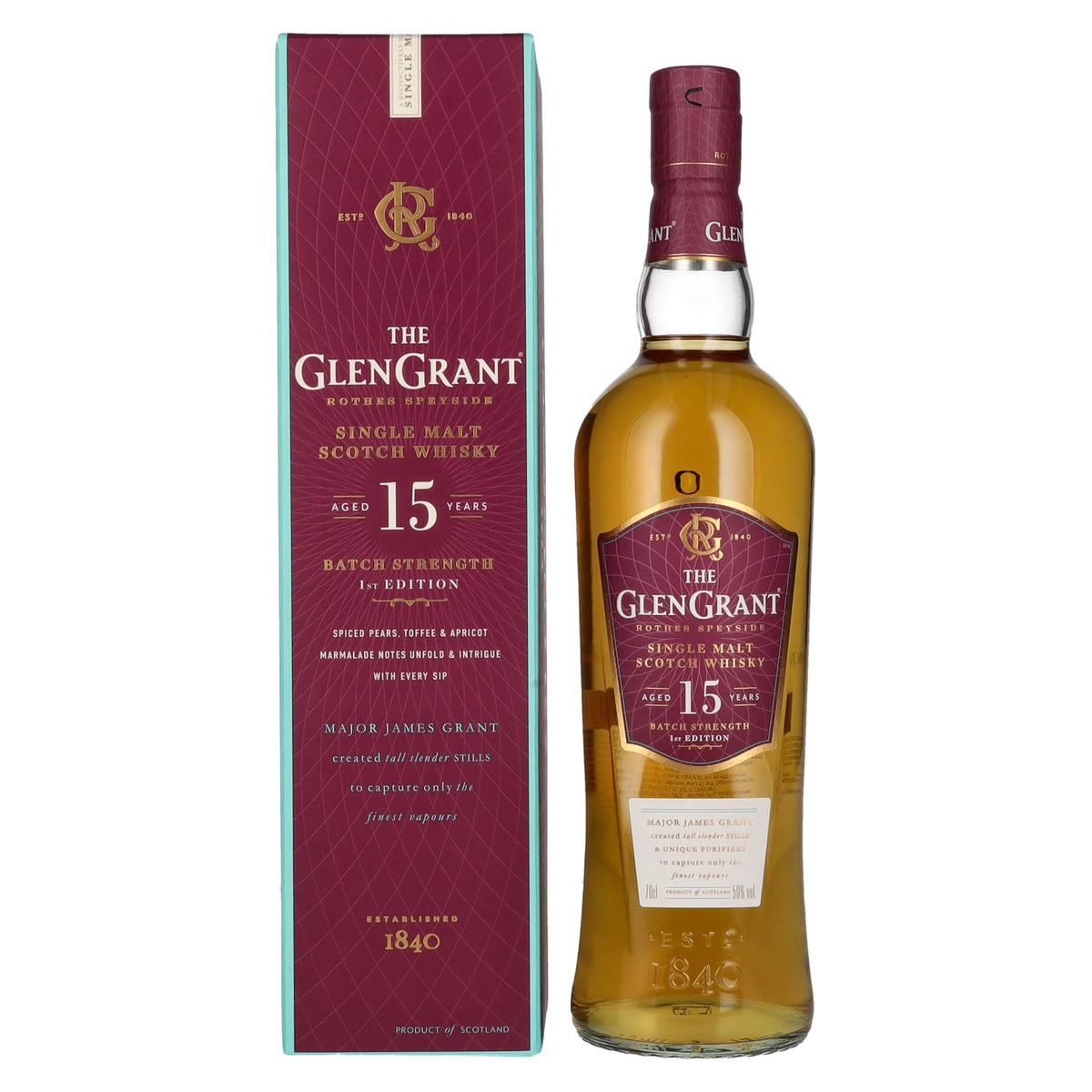 Glen Grant 15 Years Old BATCH STRENGTH Single Malt Whisky 50% vol. 0.7 litres in a gift box