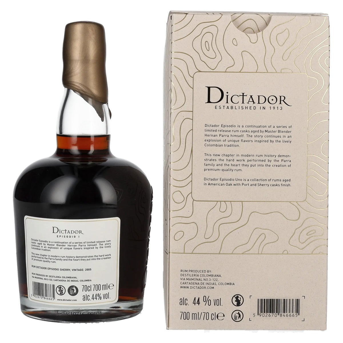 Dictador EPISODIO I 16 Years Old SHERRY CASK Rum 2005 44% vol. 0.7 l in a gift box