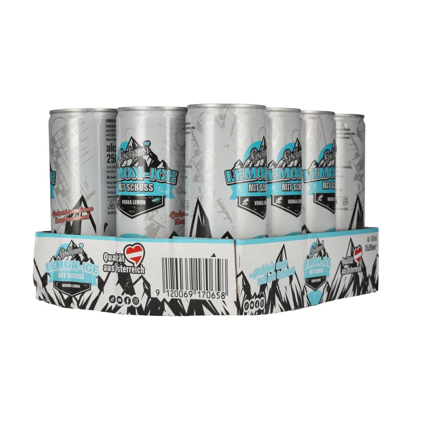 Gschpusi Lemon-Ice avec shot 4% vol. 12x0,25l canettes consignées