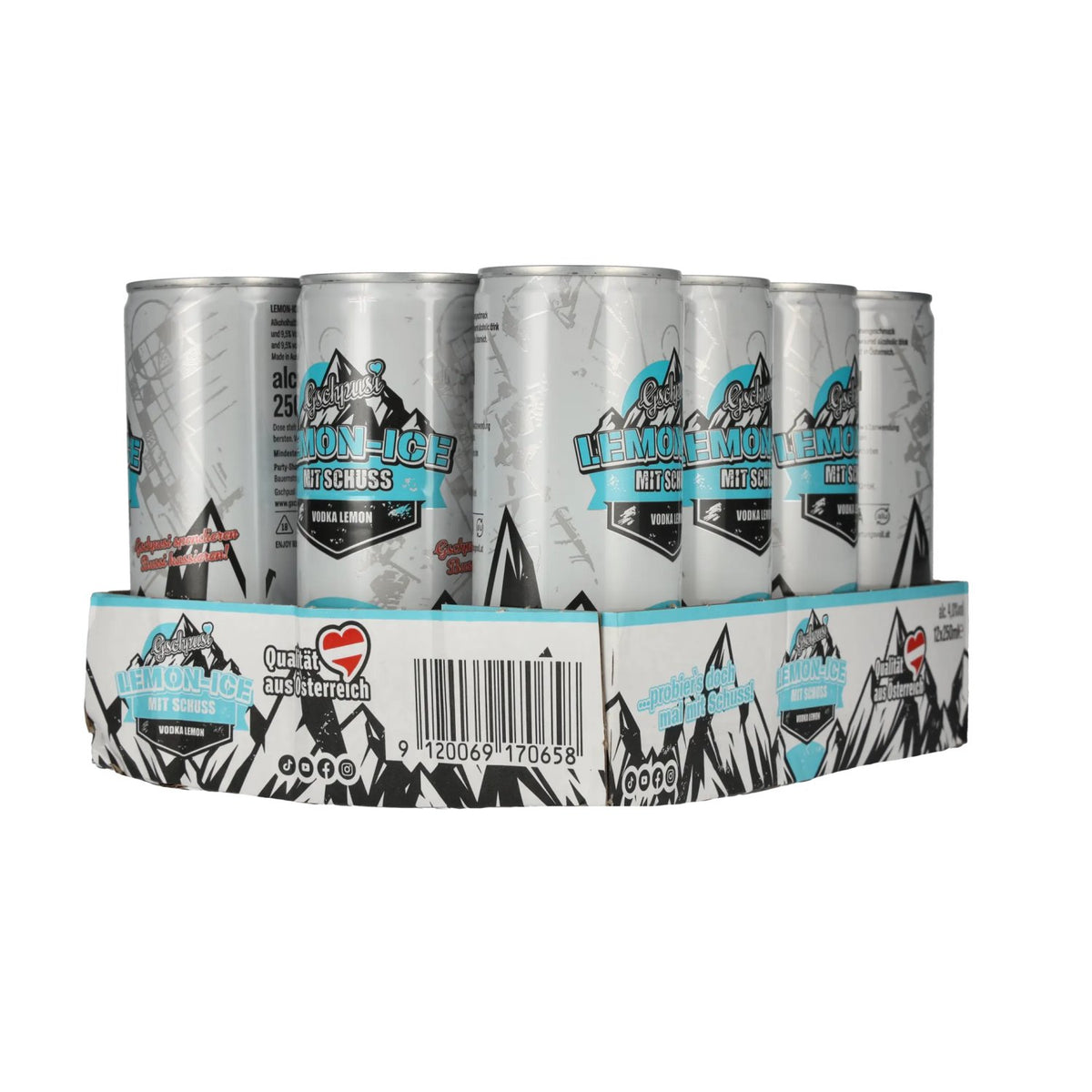 Gschpusi Lemon-Ice met een scheutje alcohol 4% vol. 12 blikjes van 0,25 l, statiegeld