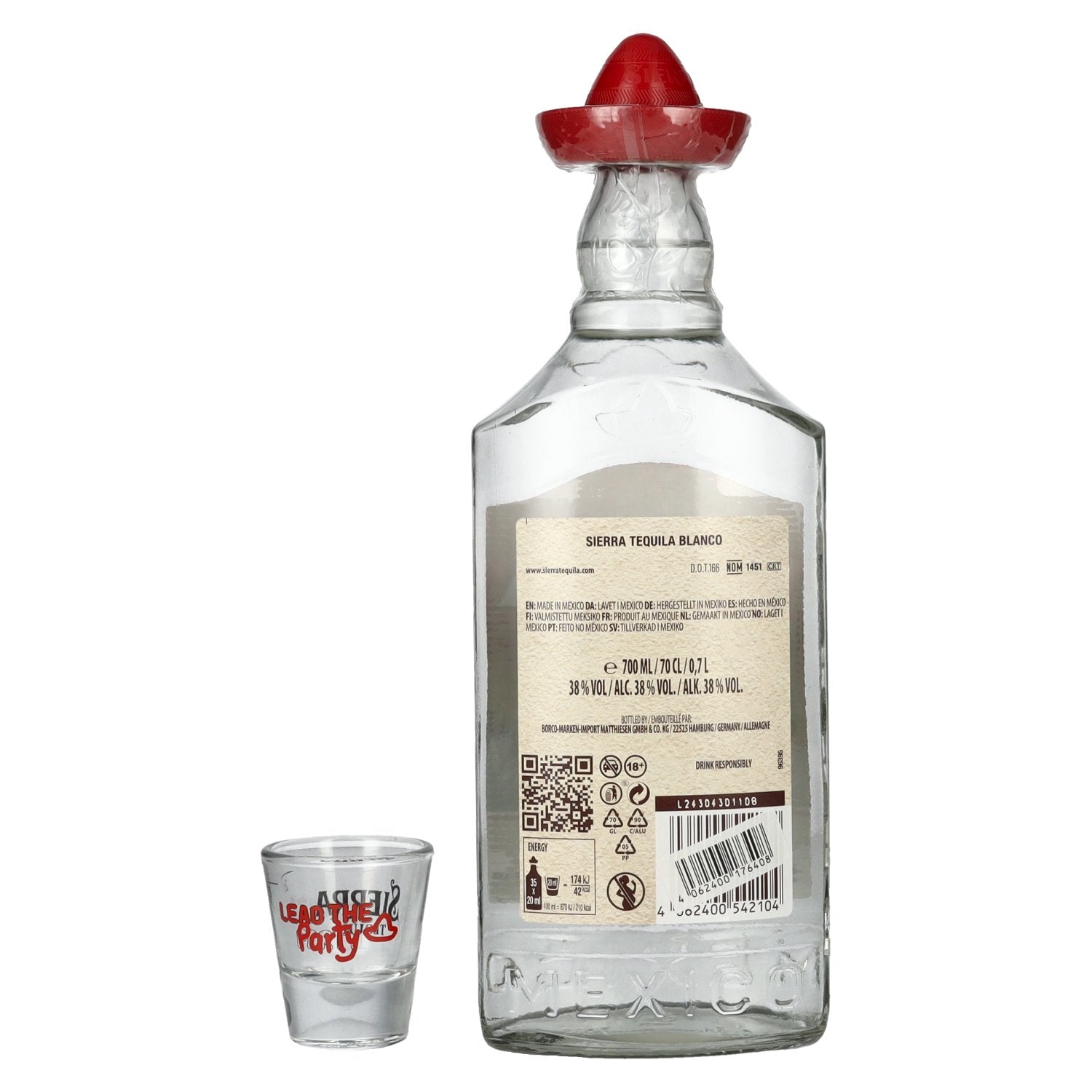 Sierra Tequila Blanco 38% Vol. 0,7l mit Glas