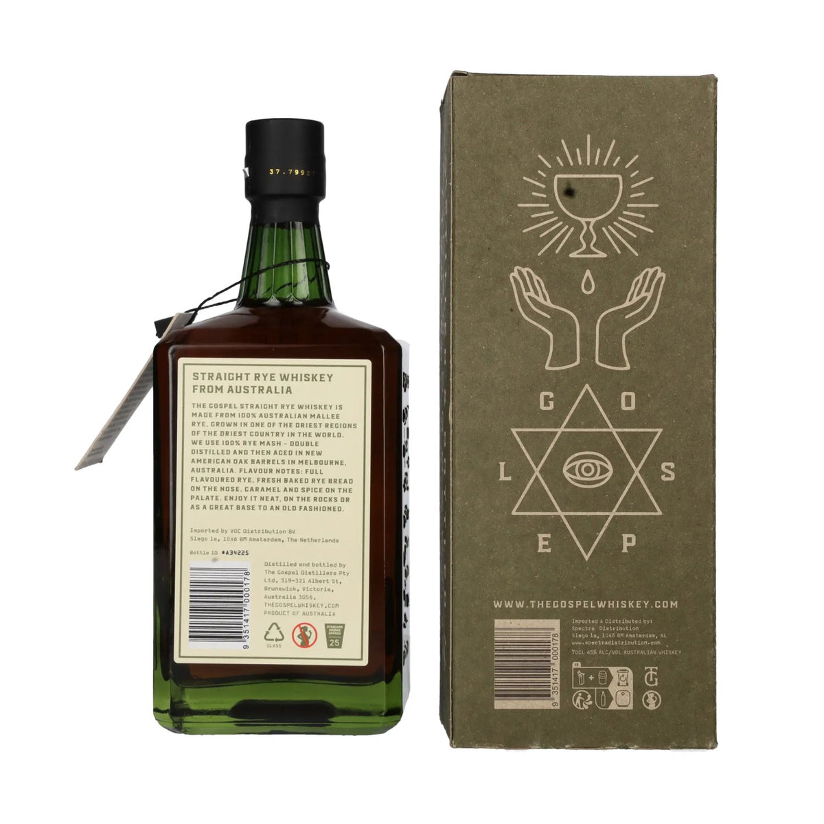 The Gospel Straight Rye Whiskey 45 % vol., 0,7 l, dans un coffret cadeau