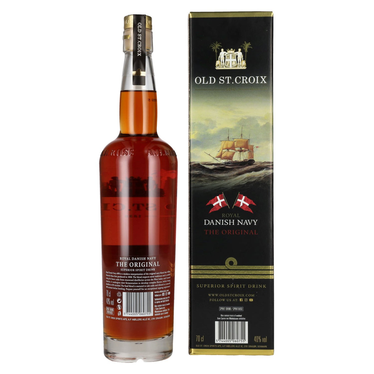 Old St. Croix A.H. Riise Royal DANISH NAVY Superior Spirit Drink 40% vol. 0,7 l in geschenkverpakking