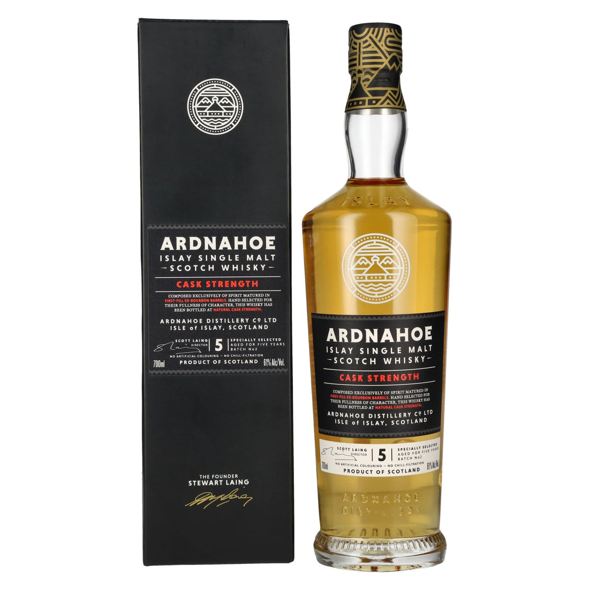 Ardnahoe 5 Years Old CASK STRENGTH Islay Single Malt Scotch Whisky 61% Vol. 0.7 l in a gift box