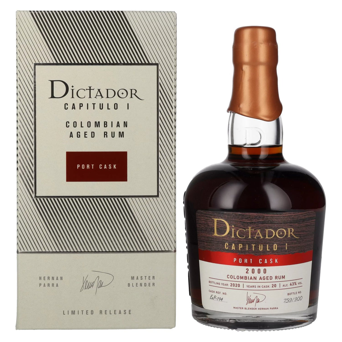 Dictador CHAPTER I 20 Years Old Old Port Cask Colombian Aged Rum 2000 43% vol. 0.7 l in a gift box