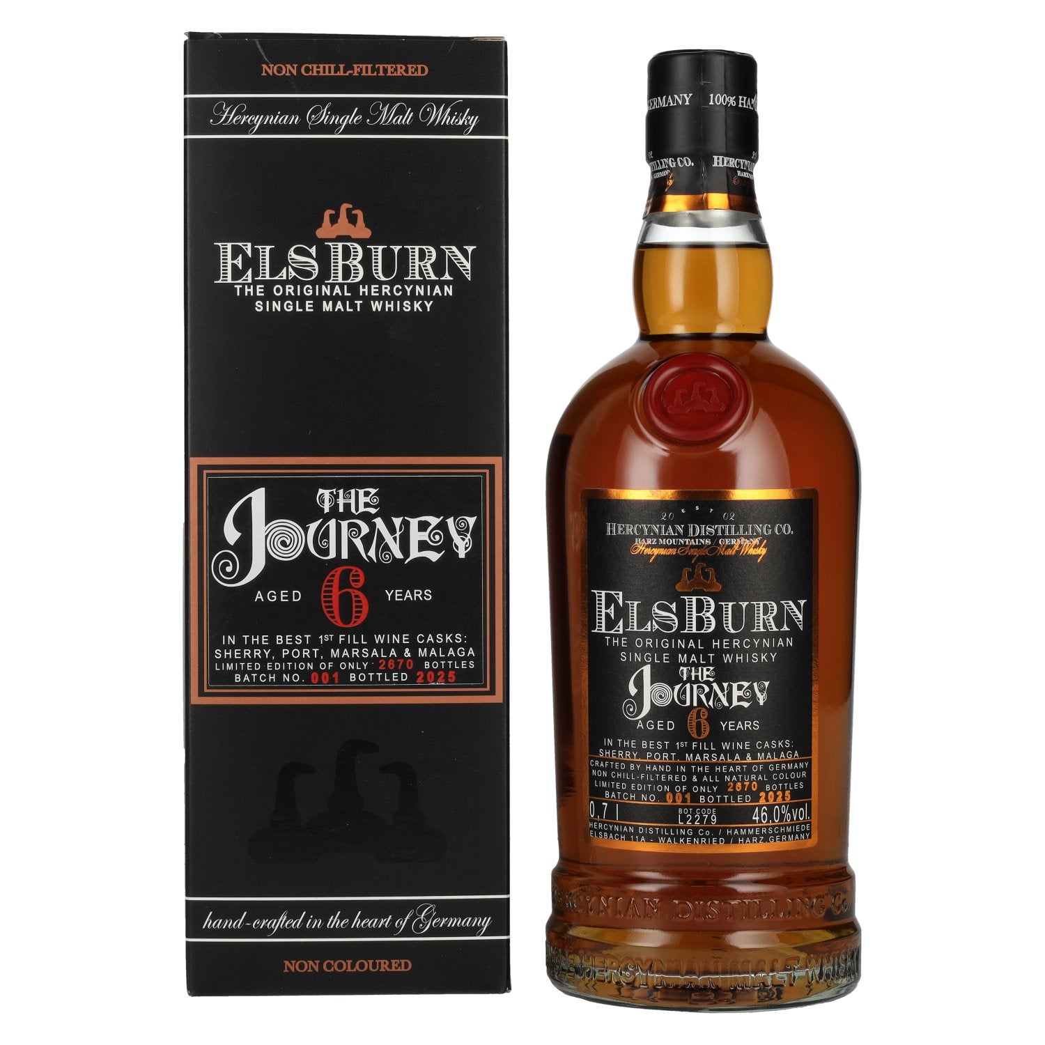 Elsburn 6 Years Old THE JOURNEY Single Malt Batch No. 001 2025 46% Vol. 0,7l en boîte cadeau