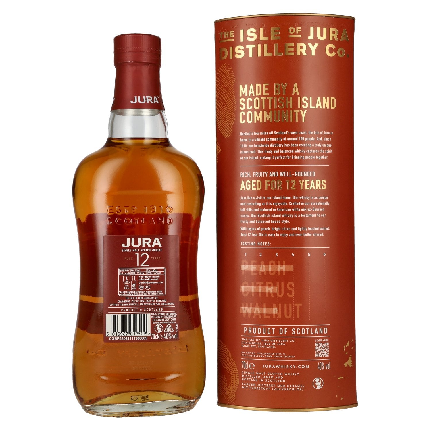 Jura 12 Years Old Single Malt Scotch Whisky 40% Vol. 0,7l en boîte cadeau