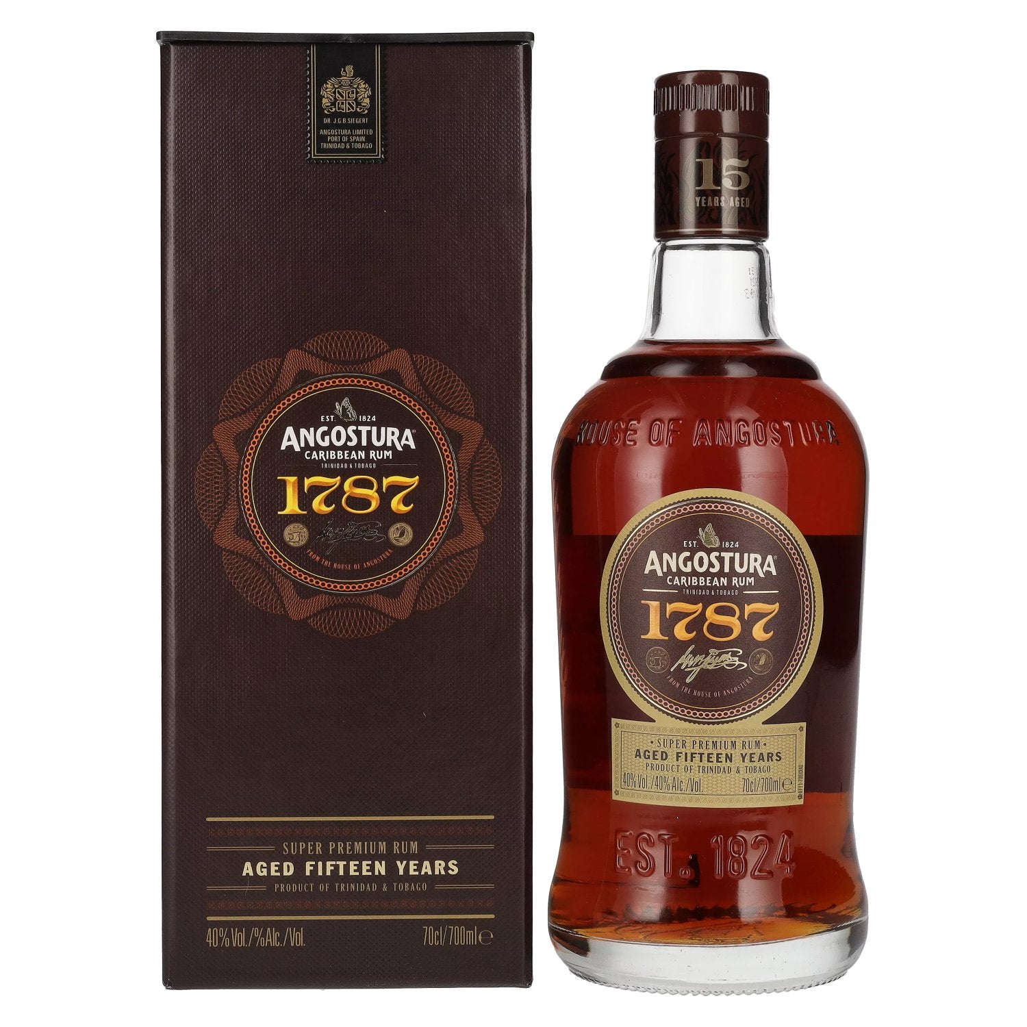 Angostura 1787 15 Years Old Super Premium Rum 40% Vol. 0,7l en boîte cadeau