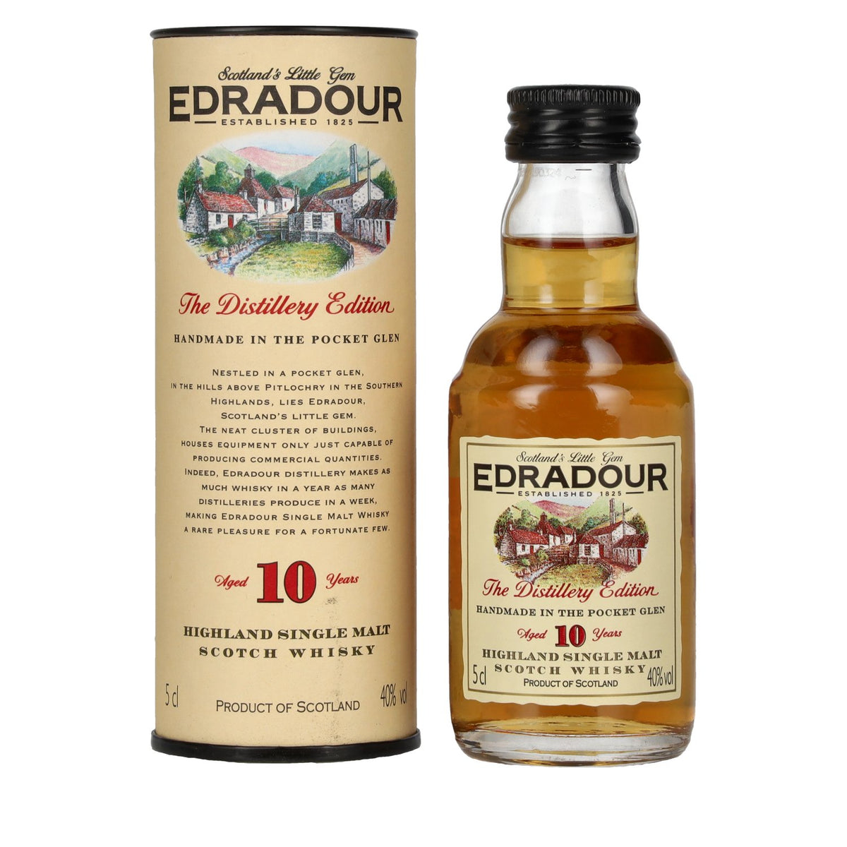 Edradour 10 Years Old Highland Single Malt Scotch Whisky 40% vol. 0,05 l in geschenkverpakking
