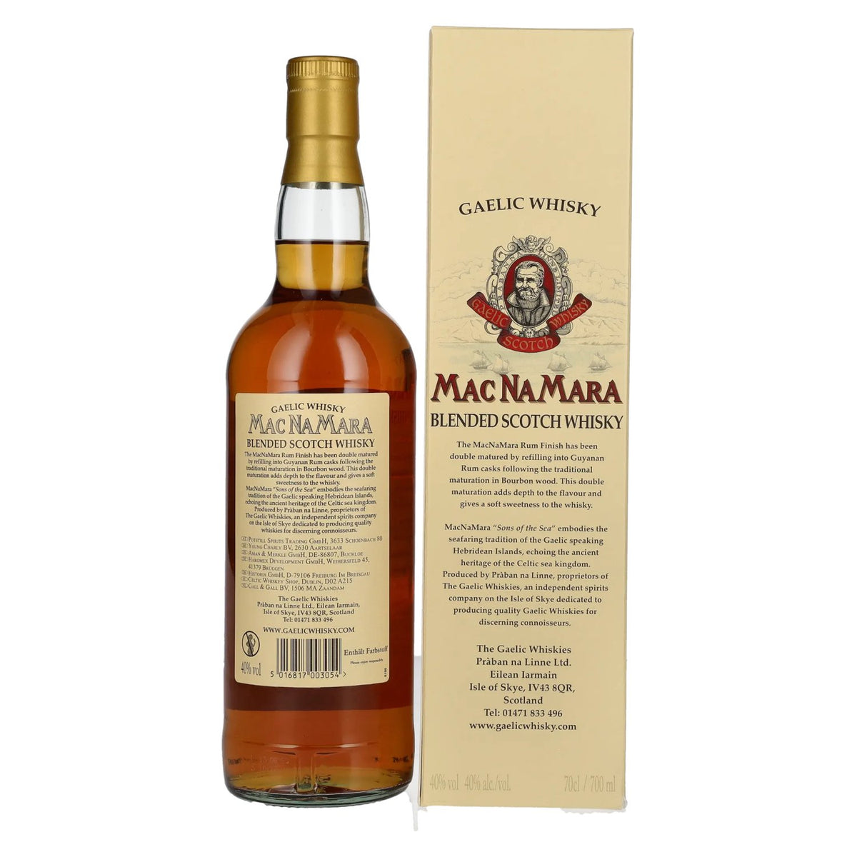 Gaelic Whisky MACNAMARA Rum Cask Finish Blended Scotch Whisky 40% Vol. 0,7l in Geschenkbox