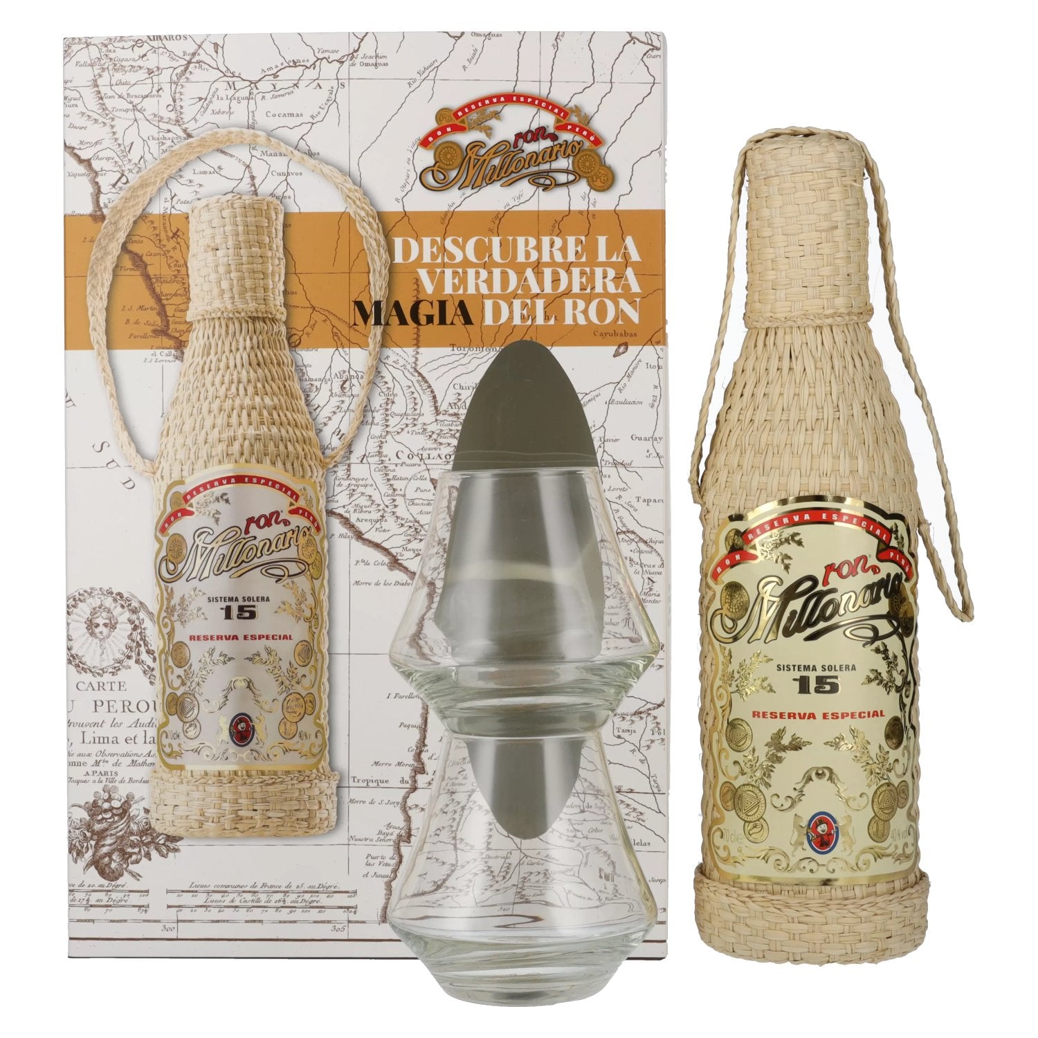 Ron Millonario 15 Solera Reserva Especial 40% vol. 0,7l en boîte cadeau avec 2 verres