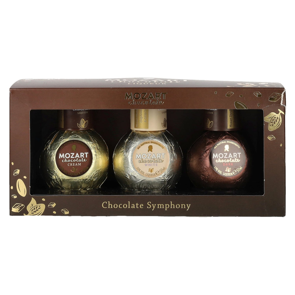 Coffret de trois bouteilles de liqueur à la crème « Mozart Chocolate Symphony », 16,3 % vol., 3 x 0,05 l