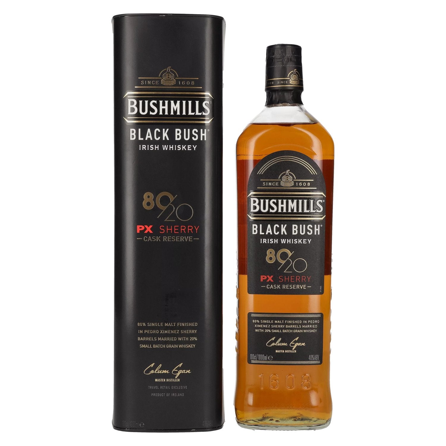 Bushmills BLACK BUSH 80/20 PX Sherry Cask Reserve Irish Whiskey 40% Vol. 1l in Geschenkbox