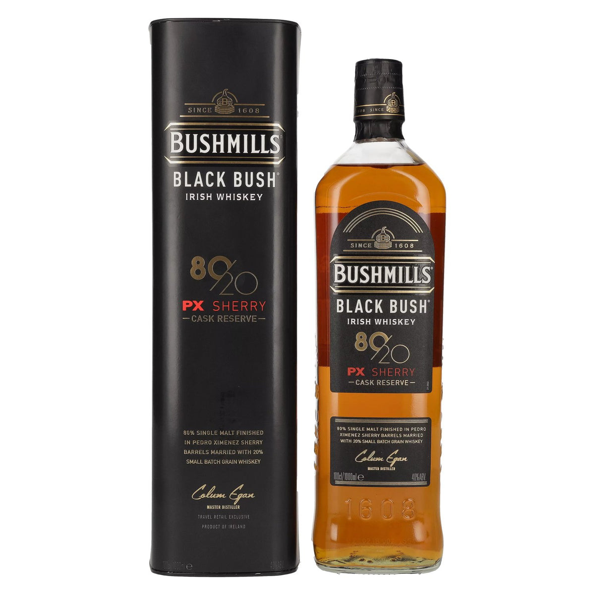 Bushmills BLACK BUSH 80/20 PX Sherry Cask Reserve Irish Whiskey 40% vol. 1 litre in a gift box