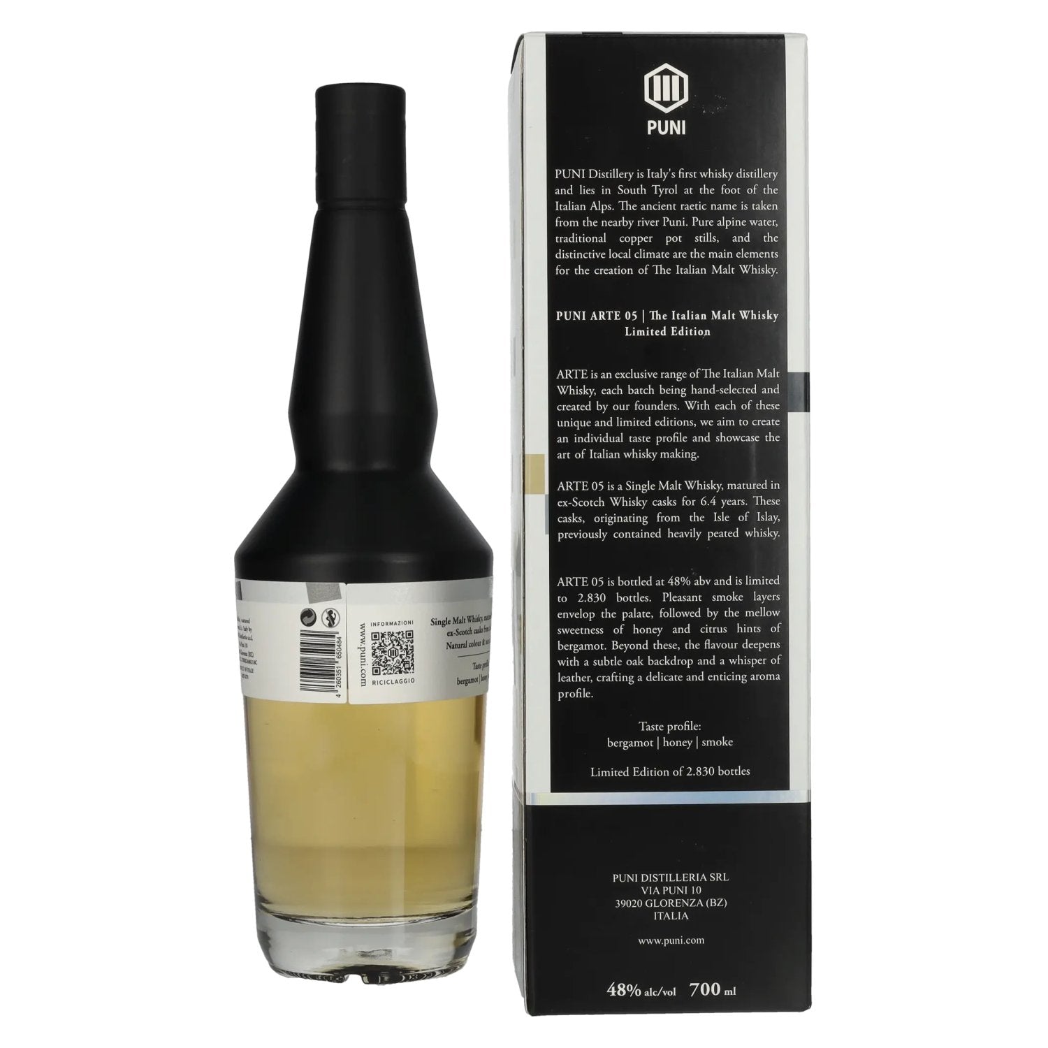 Puni ARTE N° 5 De Italiaanse Malt Whisky Limited Edition 48% Vol. 0,7l in geschenkverpakking
