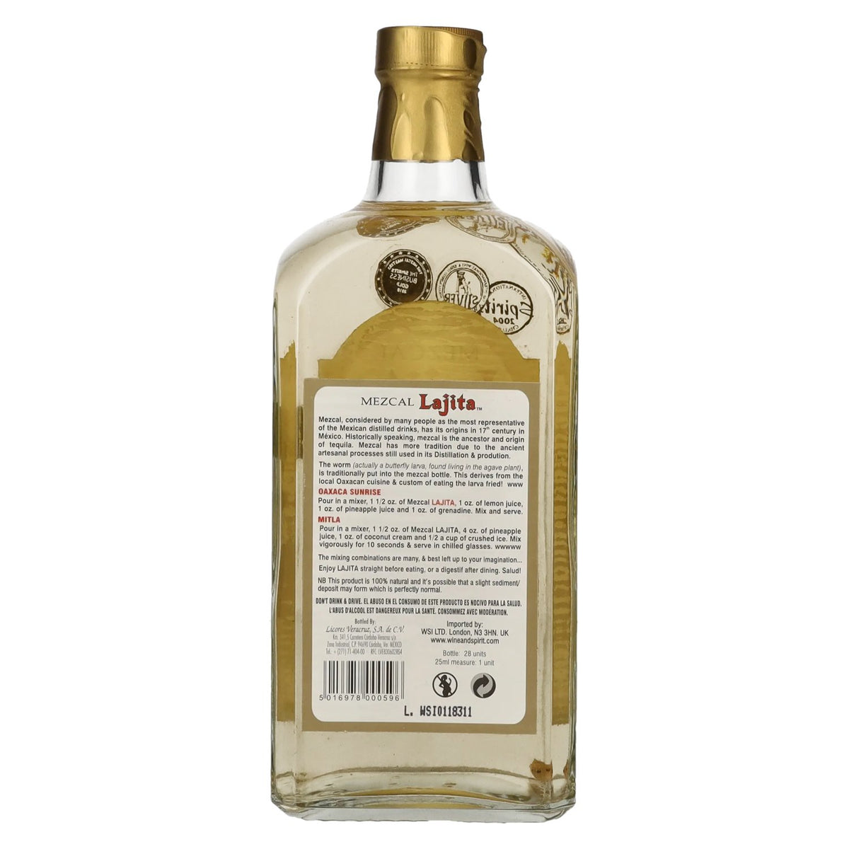Lajita Mezcal REPOSADO with Agave Worm 40% vol. 0.7 l