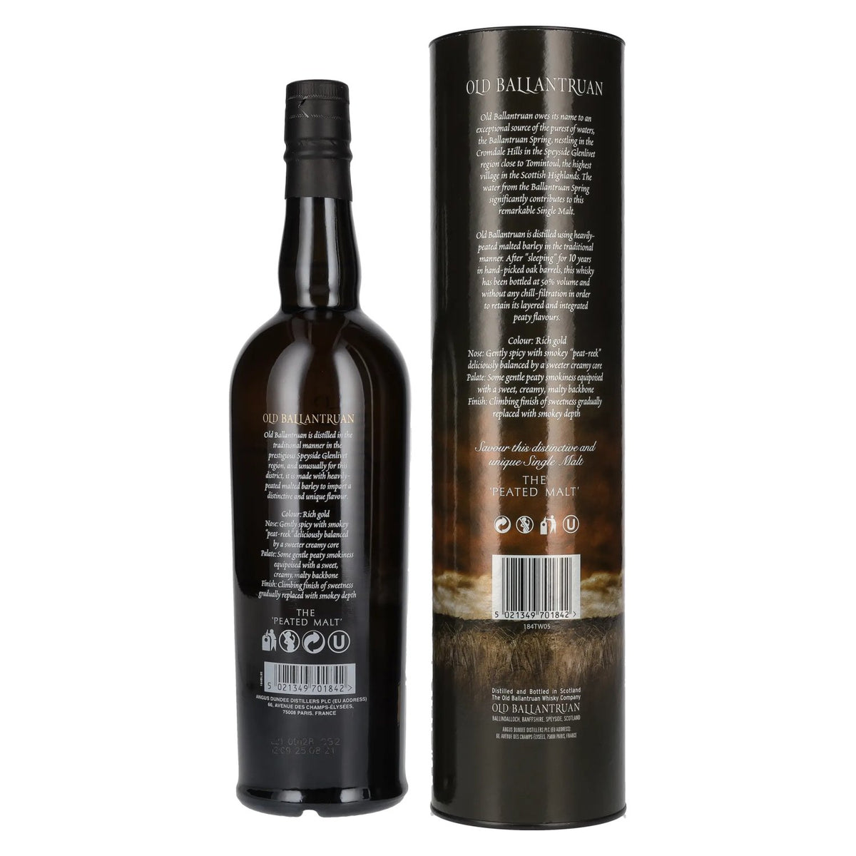 Old Ballantruan 10 Years Old THE PEATED MALT 50% vol. 0.7 l in a gift box